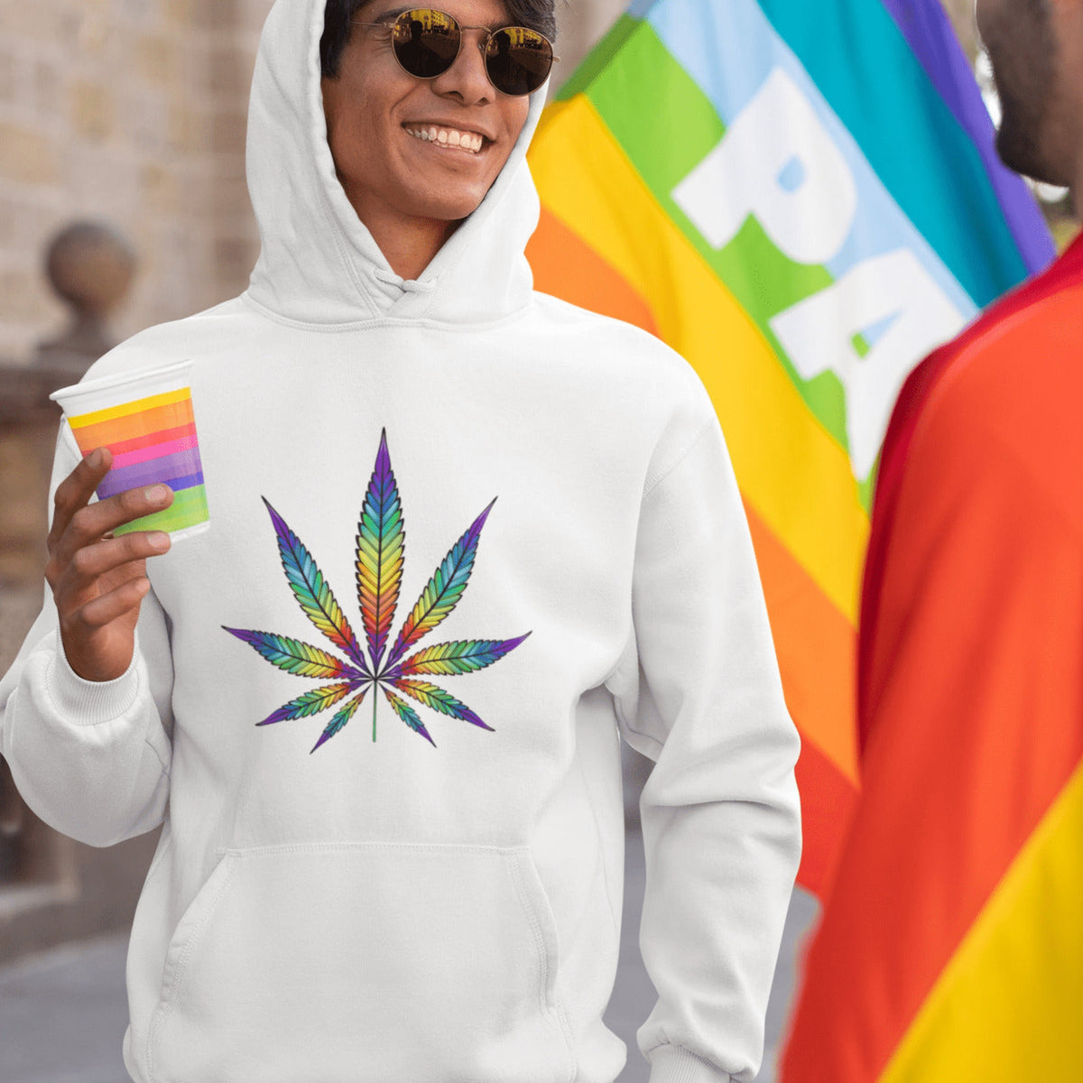 Men's Rainbow Weed Hoodie